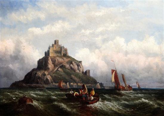T.C. (19th century) Shipping off the Dutch coast & St Michaels Mount 18 x 24in.